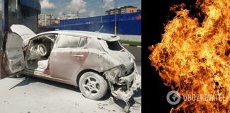 В Хмельницком на парковке ТЦ сгорел электромобиль Nissan. Видео пожара